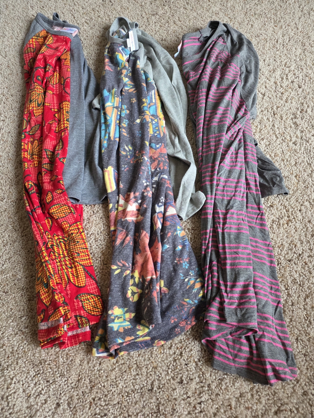 Mixed Pattern Maxi Skirts - Red Floral, Multicolor Floral, Gray Pink Stripe